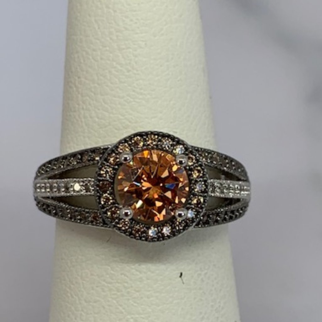 Rs Covenant Sparkling Clear & Amber Cz Ring